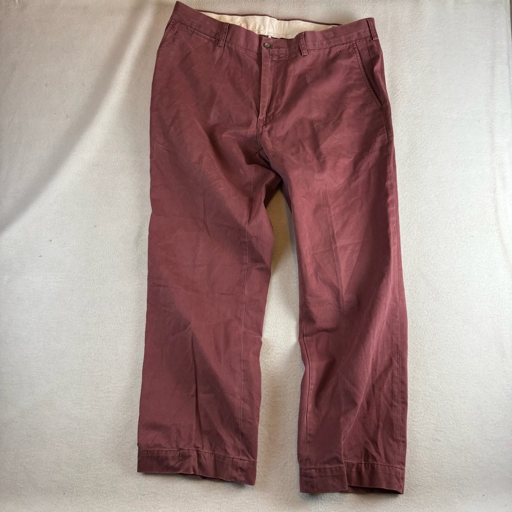 Polo Ralph Lauren Mens Burgundy Cotton Chino Pants 38x30 Straight Leg Maroon